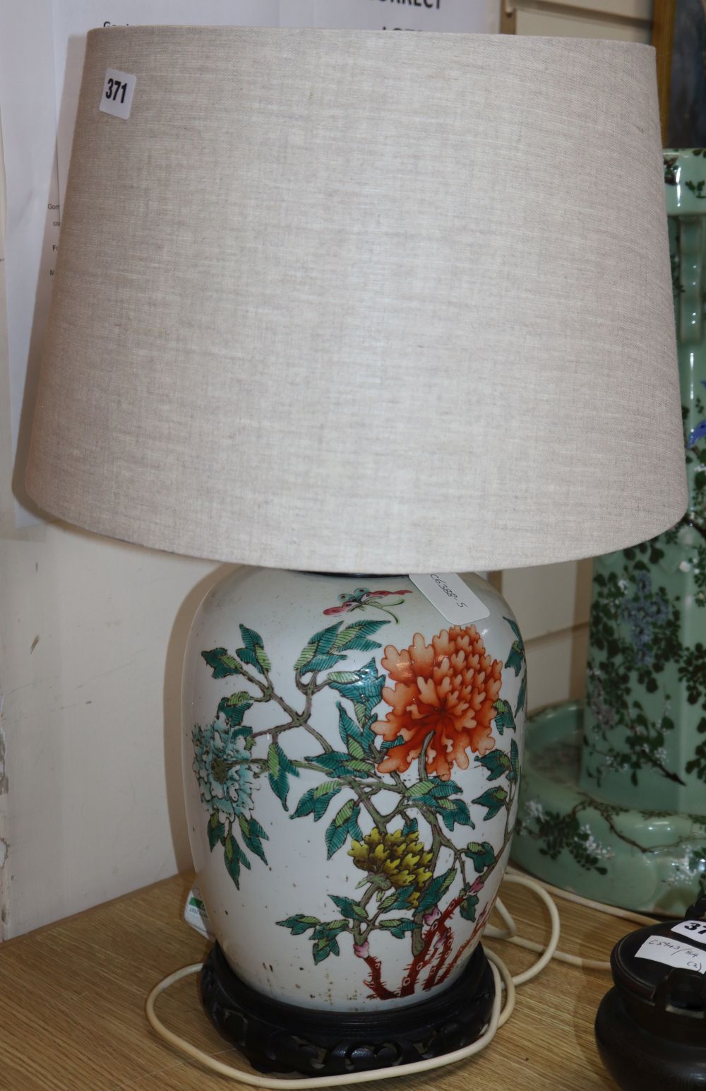A Chinese famille rose lamp base